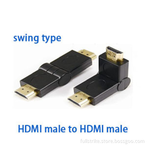 Swing Type Gold Plated HDMI Male to HDMI Male Adaptor
